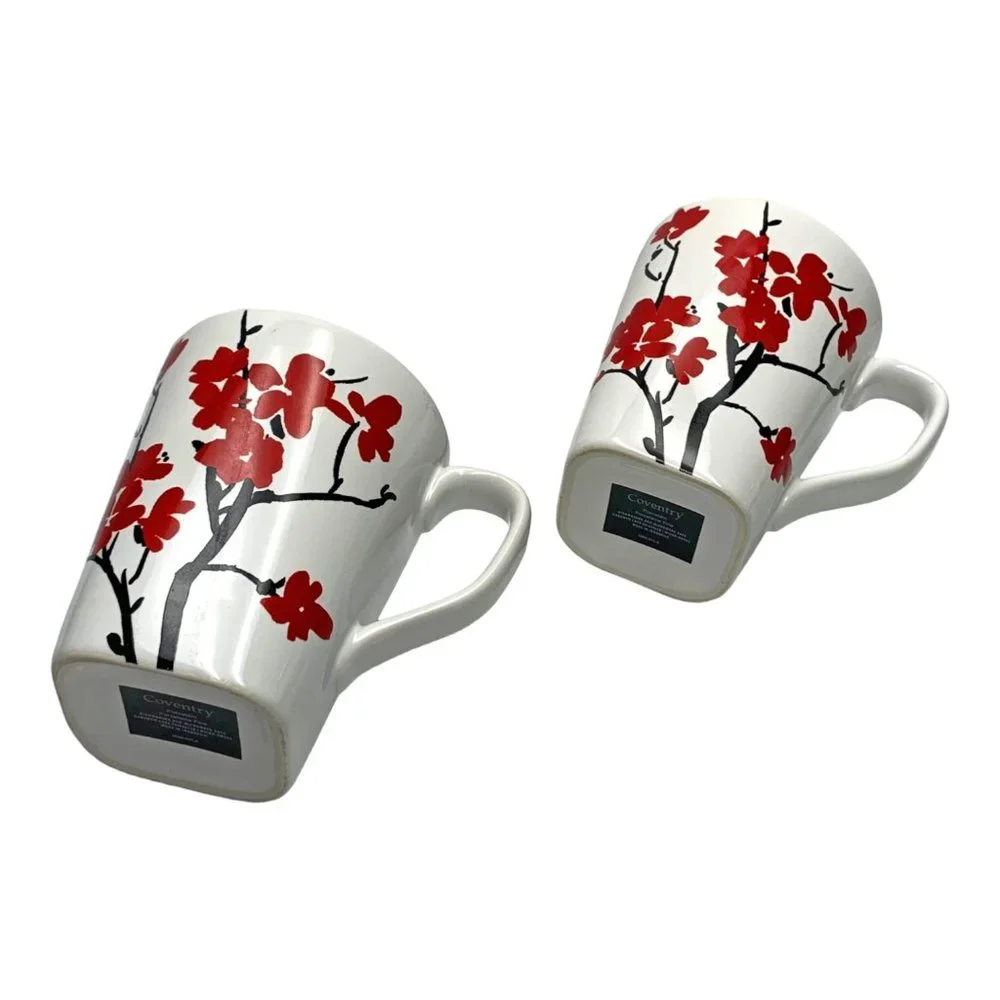 Lot‎ of 2 Coventry Makayla Fine Porcelain Japanese Cherry Blossom Pattern Mugs